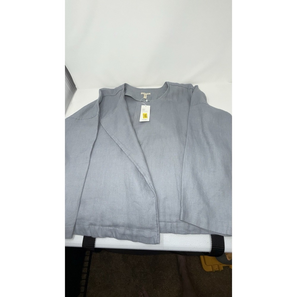 Eileen Fisher Lt. Blue Organic Linen Draped Open Front Jacket~S/P NWT - Picture 6 of 6